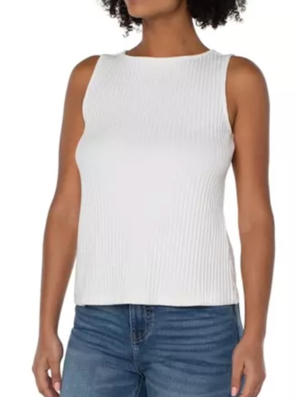 Liverpool High Sleeveless Boatneck Knit Top, size S